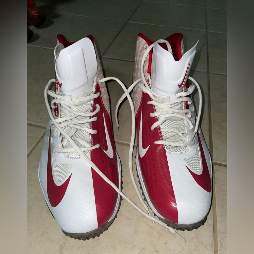Nike Vapor Pro Turf Football Shoes Red & White Size 18 - Picture 1 of 5